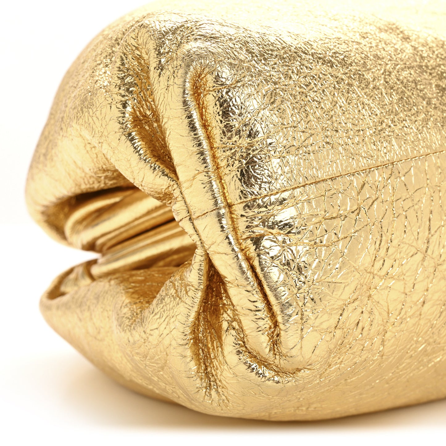 Metallic Crinkled Lambskin The Pouch Oversized Clutch Oro