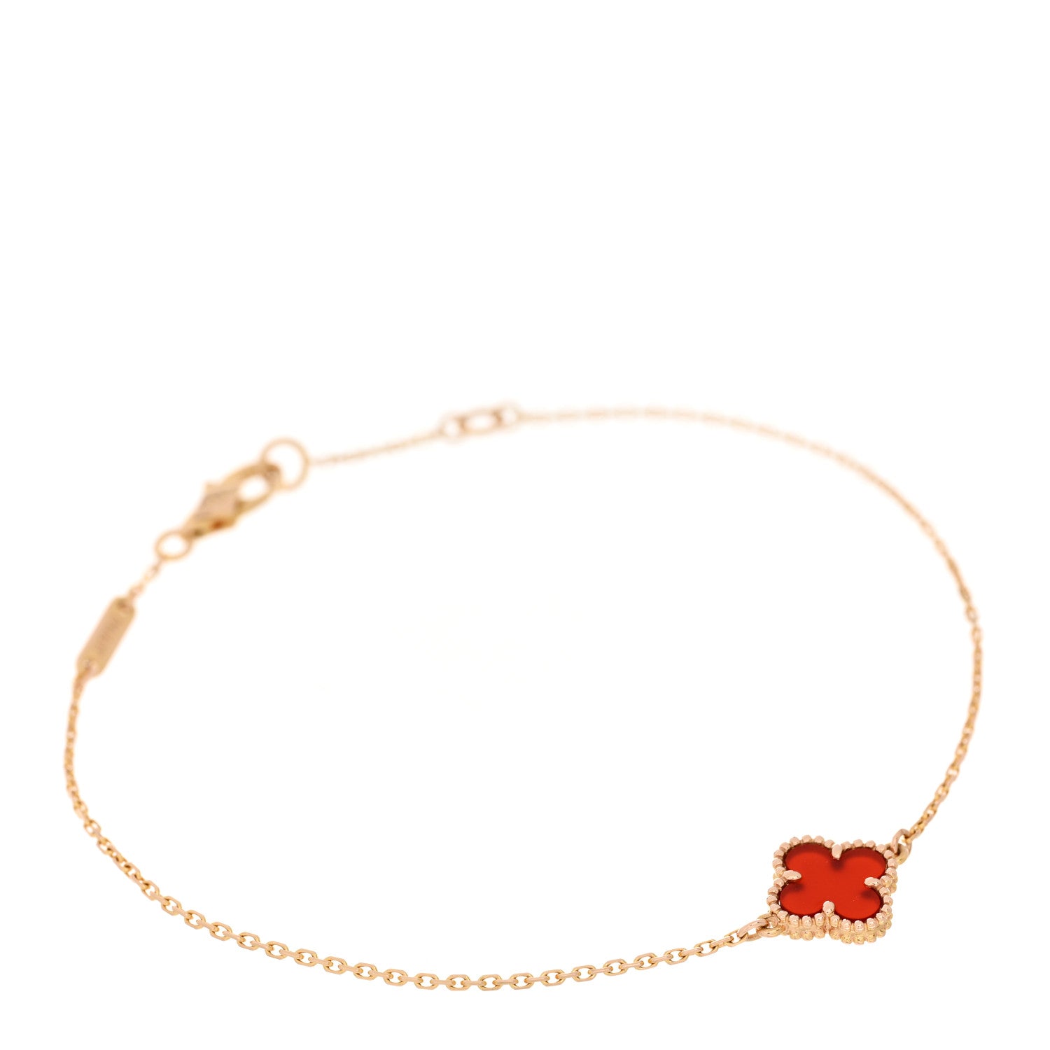 Van Cleef & Arpels 18K Rose Gold Carnelian Sweet Alhambra Bracelet 1 of 9