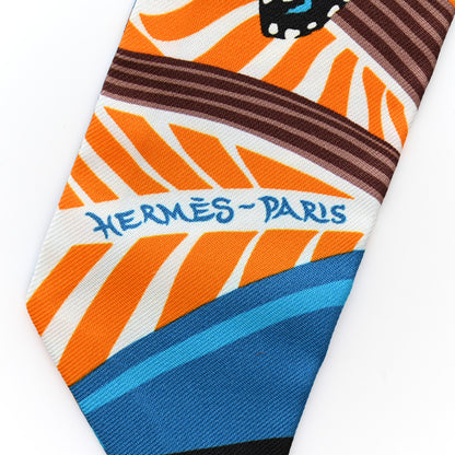 Hermes Silk Jaguar Quetzal Twilly Brun Bleu Orange 3 of 4