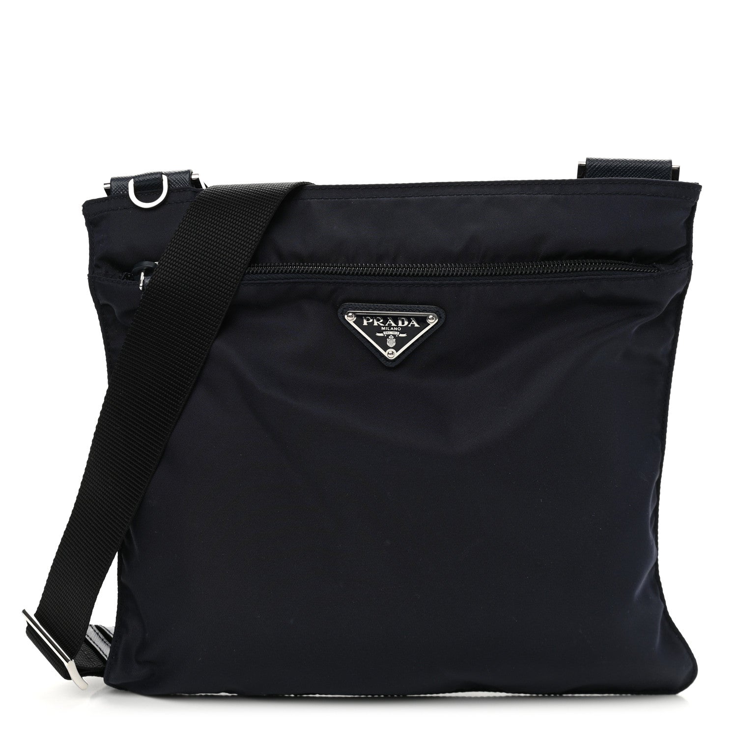 Prada Tessuto Nylon Saffiano Flat Messenger Bag Baltico 1 of 13