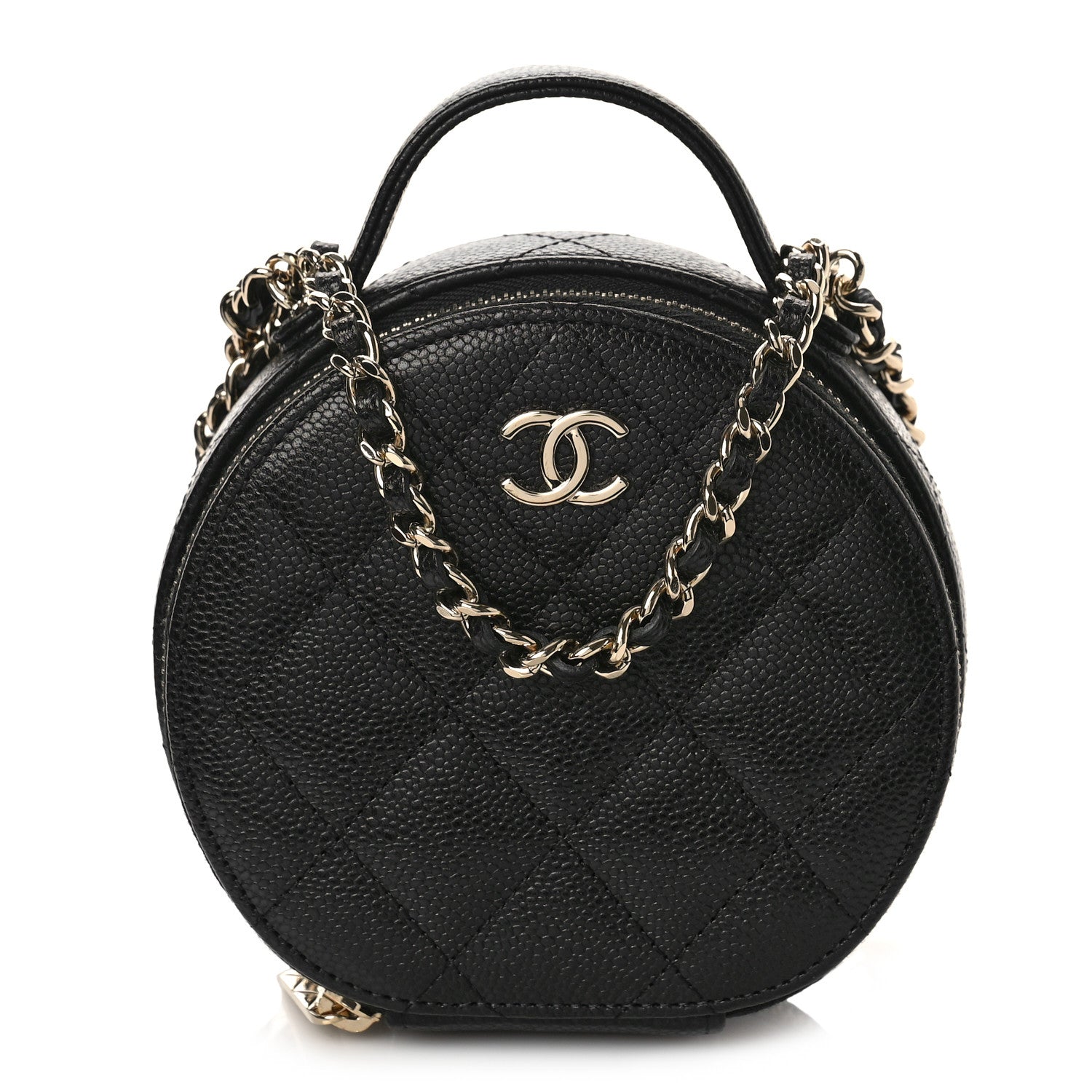 Chanel Caviar Quilted Round Handle With Care Vanity With Chain Black 1 of 10