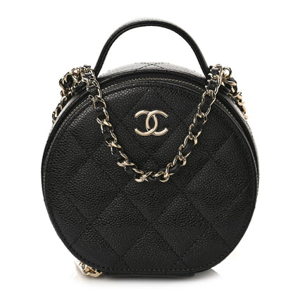 Chanel Caviar Quilted Round Handle With Care Vanity With Chain Black 1 of 10