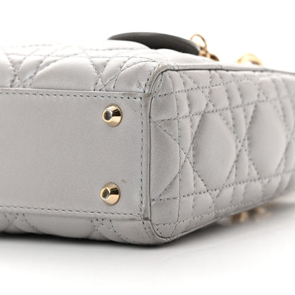 Christian Dior Metallic Lambskin Cannage Mini Lady Dior Grey 10 of 17