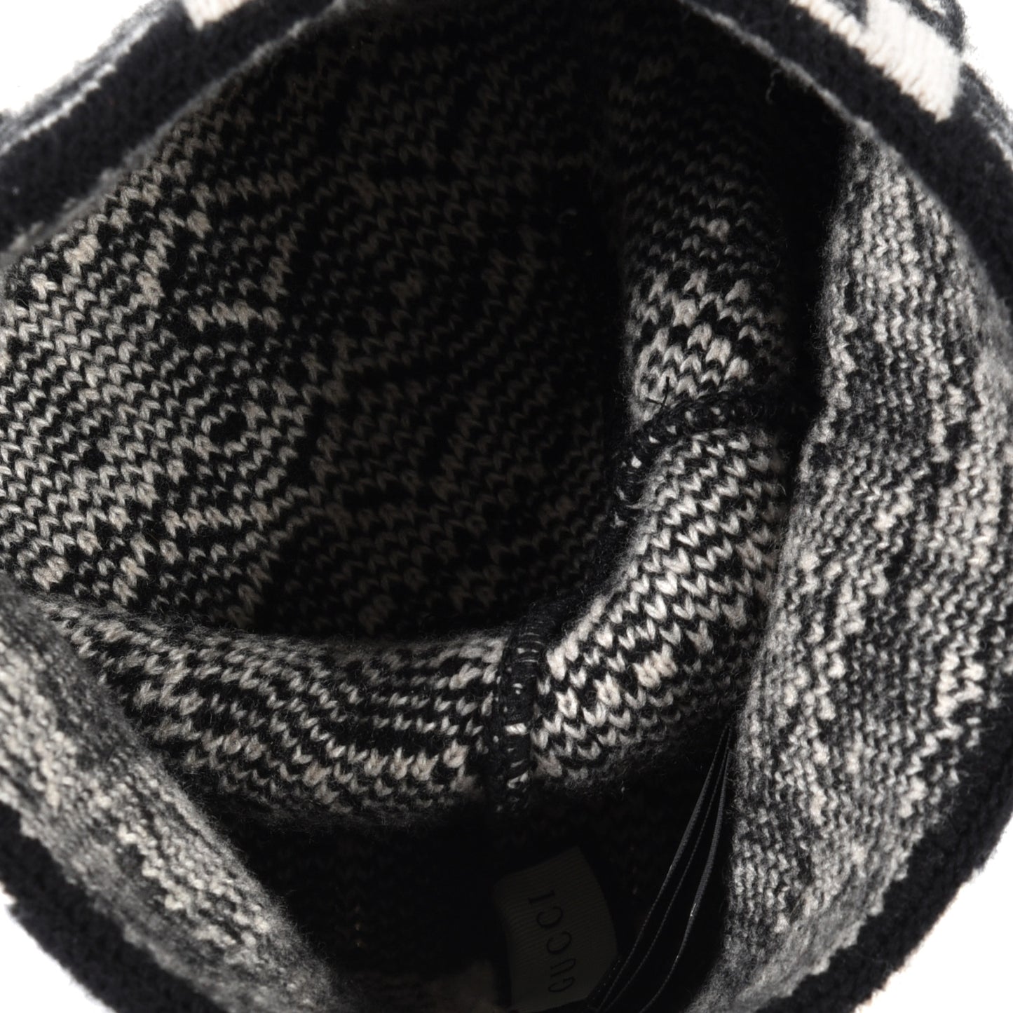 Wool Appside Beanie L Black Ivory