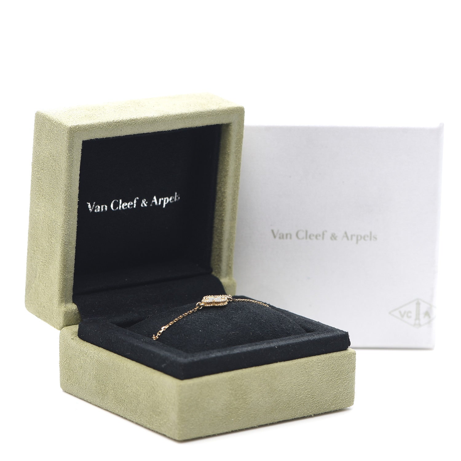 Van Cleef & Arpels 18K Yellow Gold Mother of Pearl Sweet Alhambra Bracelet 7 of 7