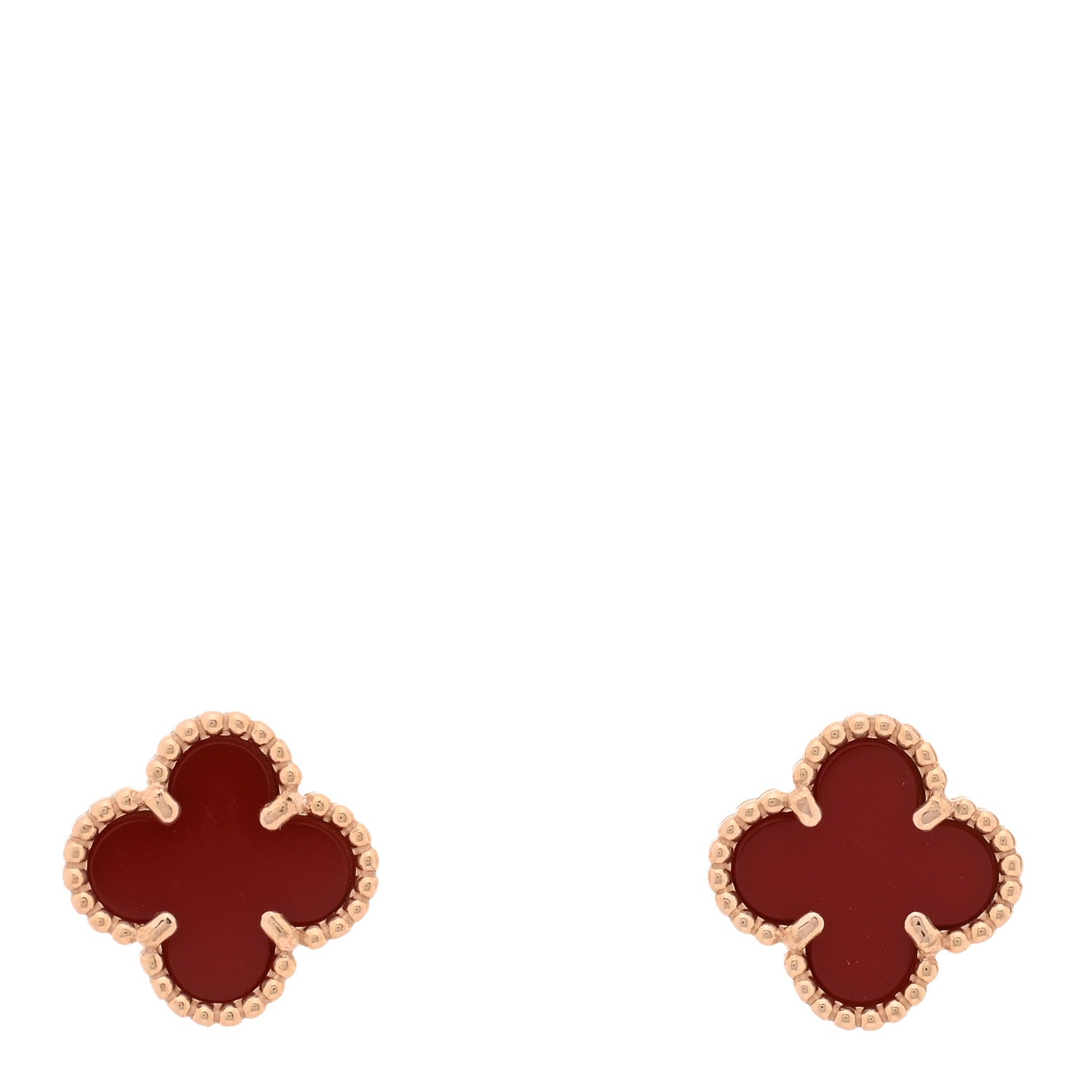 Van Cleef & Arpels 18K Rose Gold Carnelian Sweet Alhambra Earrings 1 of 5