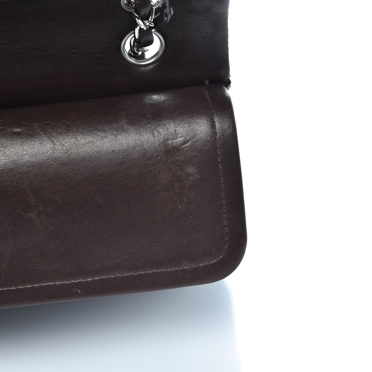 Lambskin Quilted Medium Double Flap Brown