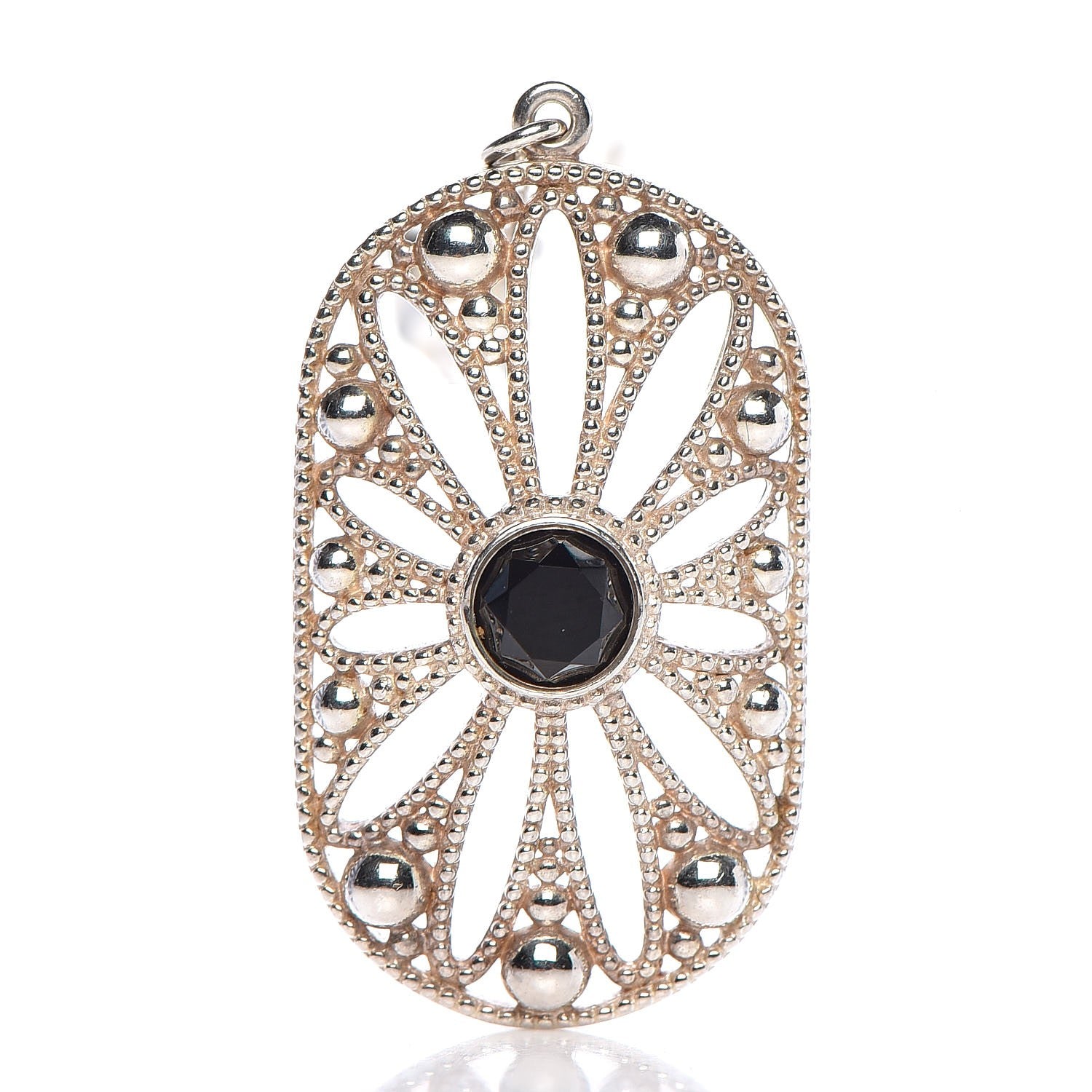 Tiffany Sterling Silver Black Onyx Pearl Ziegfeld Daisy Pendant Necklace 4 of 8