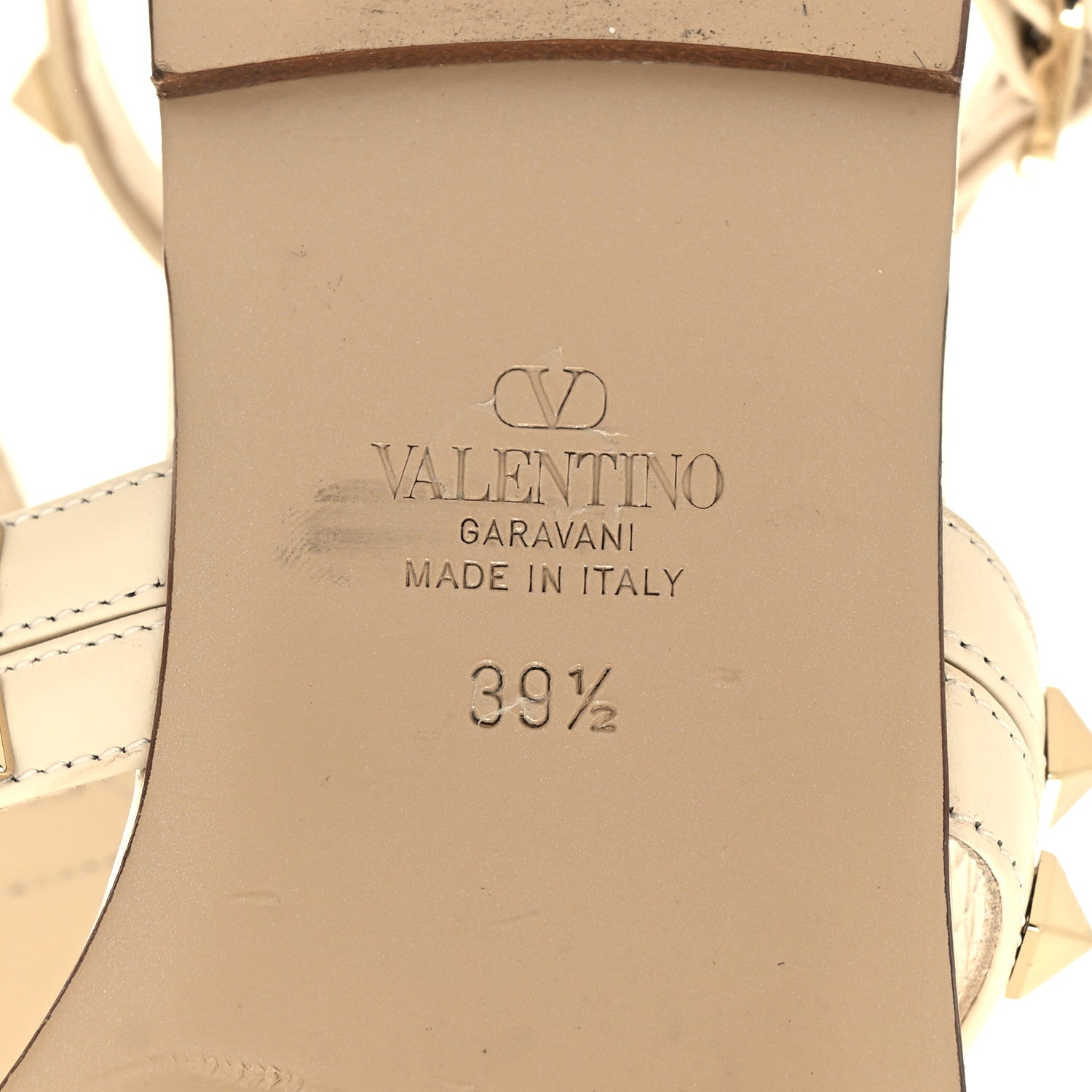 Valentino Garavani Calfskin Rockstud Ankle Wrap Flat Thong Sandals 39.5 Light Ivory 7 of 8