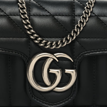 Gucci Calfskin Matelasse Aria Super Mini GG Marmont Shoulder Bag Black 8 of 10