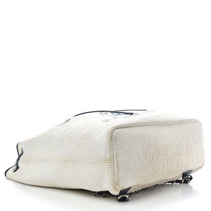 Chanel Woven Straw Raffia Large Deauville Backpack White Navy 3 of 11