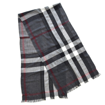 Burberry Wool Silk Gauze Lightweight Check Scarf Grey 3 of 5