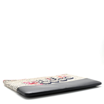 Chanel Tweed Calfskin Quilted Gabrielle Pouch Clutch Grey 4 of 8