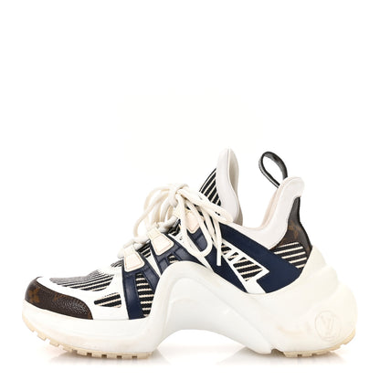 Louis Vuitton Patent Monogram Stripe LV Archlight Sneakers 36 White Blue 1 of 10