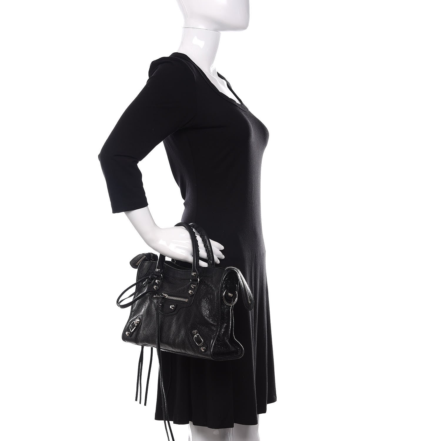 Balenciaga Agneau Classic Hardware S City Logo Strap Black White 2 of 17