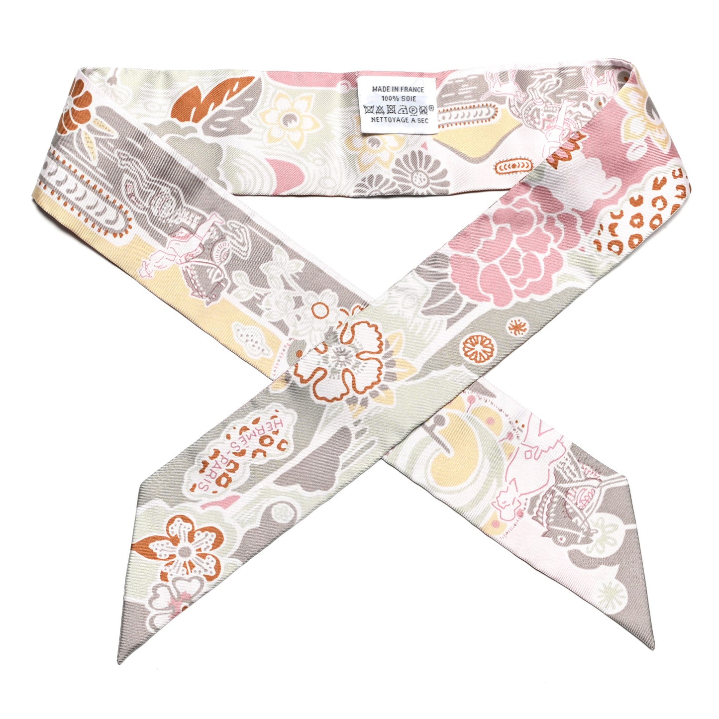 Silk Bingata Twilly Vieux Rose Vert De Eau