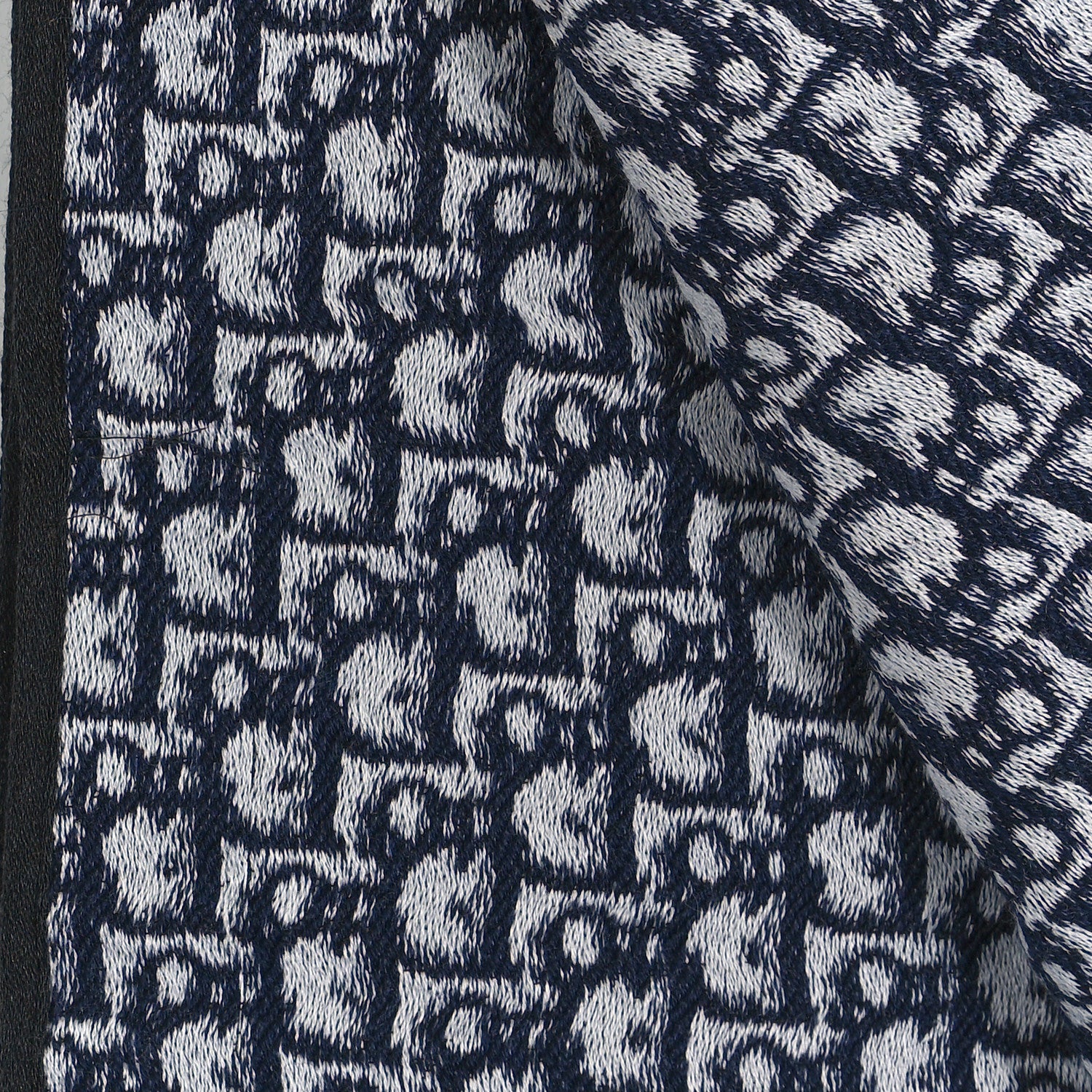 Christian Dior Wool Silk Oblique University Reversible Scarf Navy Blue 4 of 4