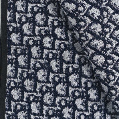 Christian Dior Wool Silk Oblique University Reversible Scarf Navy Blue 4 of 4