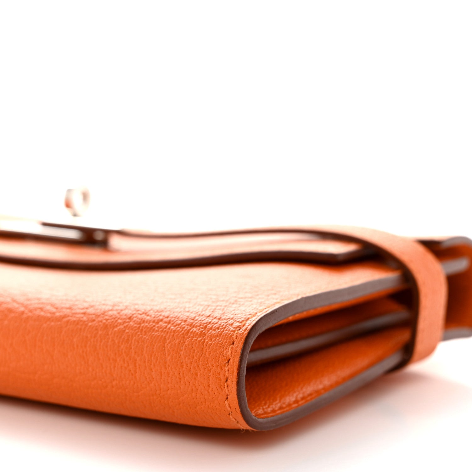 Hermes Chevre Mysore Kelly Longue Wallet Orange 10 of 11