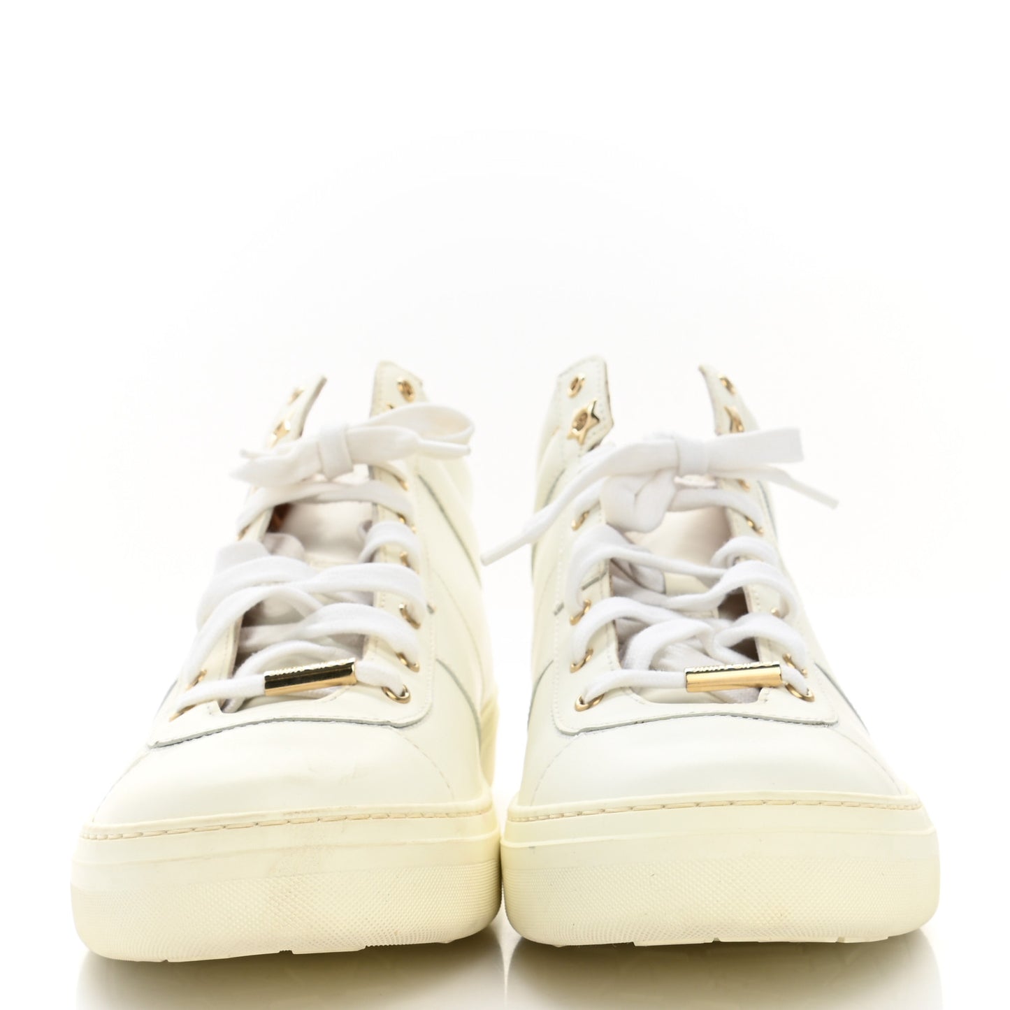 Calfskin Bells Lace Up Sneakers 40 White Natural