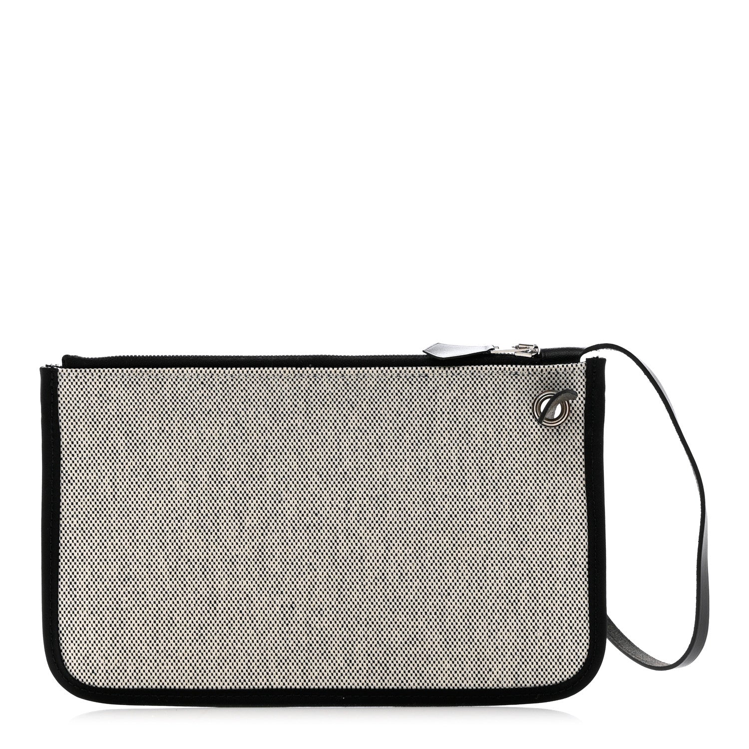 Hermes Vache Hunter Toile Herbag Pouch Ecru Black 1 of 7
