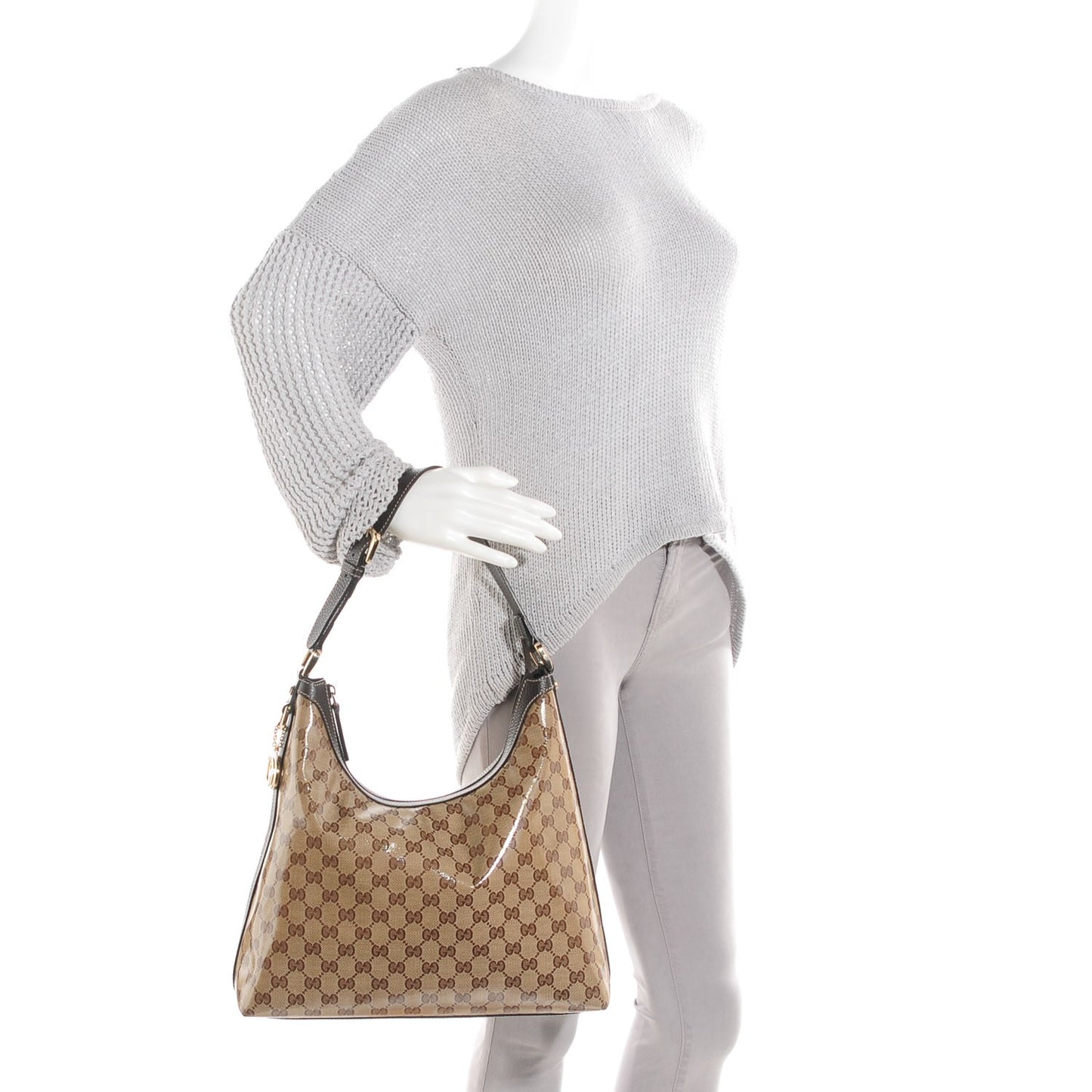 Crystal Monogram Hobo Dark Brown