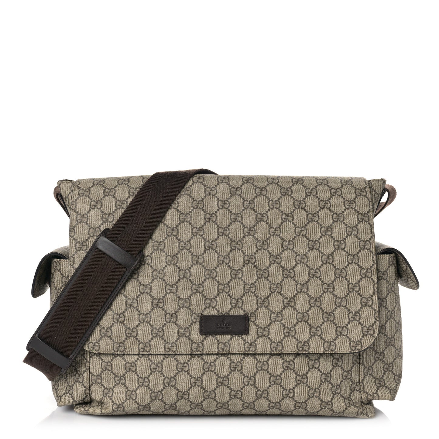 GG Plus Monogram Messenger Diaper Bag Dark Brown