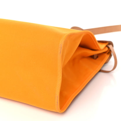 Hermes Vache Hunter Toile Herbag Zip 39 MM Jaune D'or Natural 10 of 11