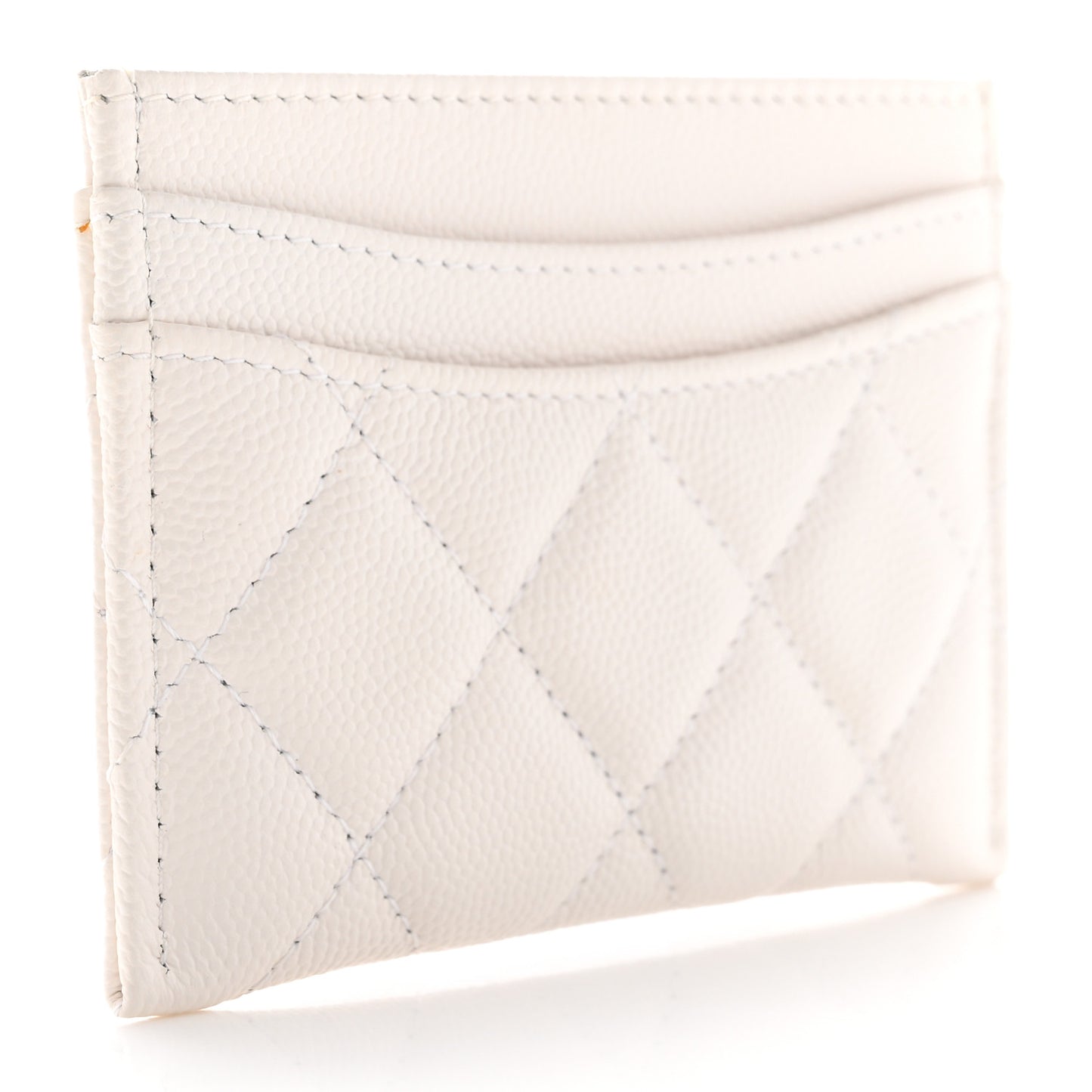 Caviar Quilted Card Holder White