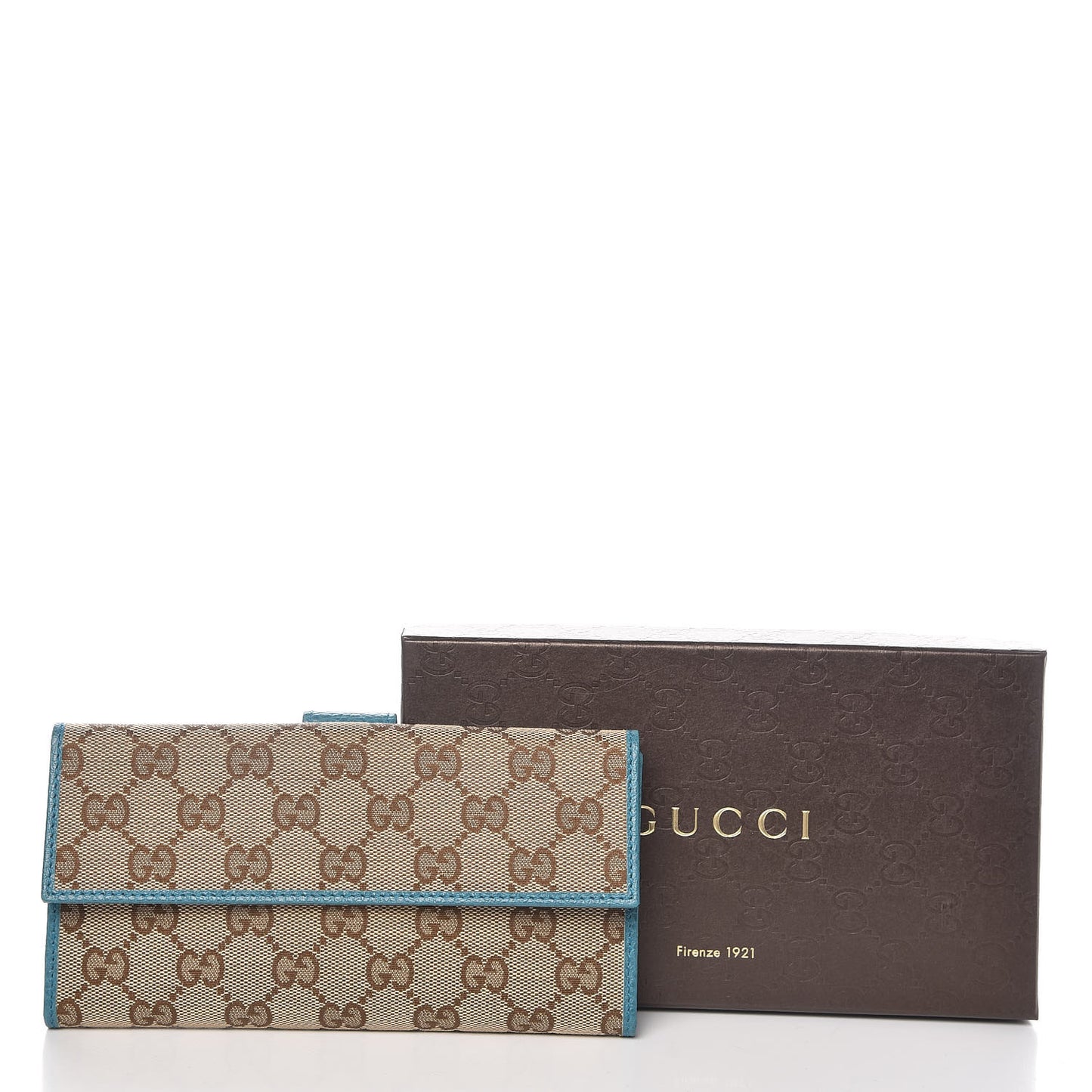GG Plus Monogram Continental Flap Wallet Blue