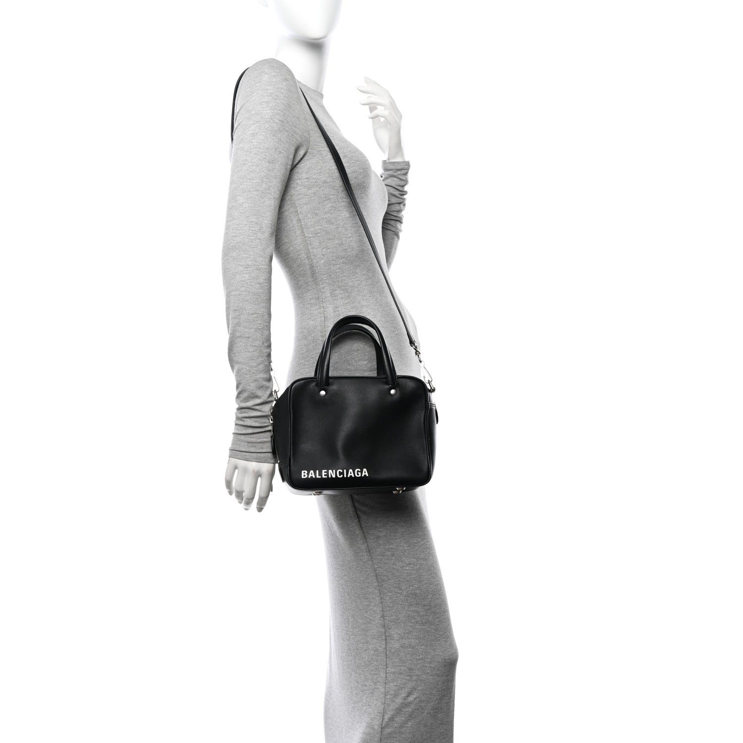 Balenciaga Shiny Day Calfskin XS Triangle Square Bag Black 2 of 11