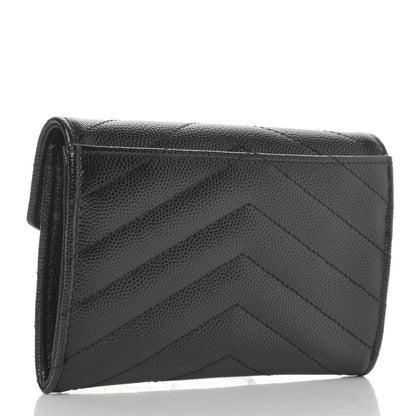 Saint Laurent Grain De Poudre Matelasse Chevron Small Monogram Envelope Wallet Black 3 of 8