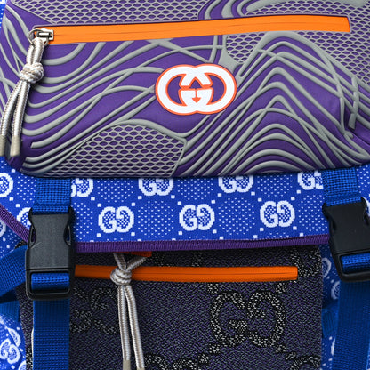 Gucci Jersey GG Monogram All Over Pan Sport Double Buckle Backpack  Blue Multicolor 7 of 9