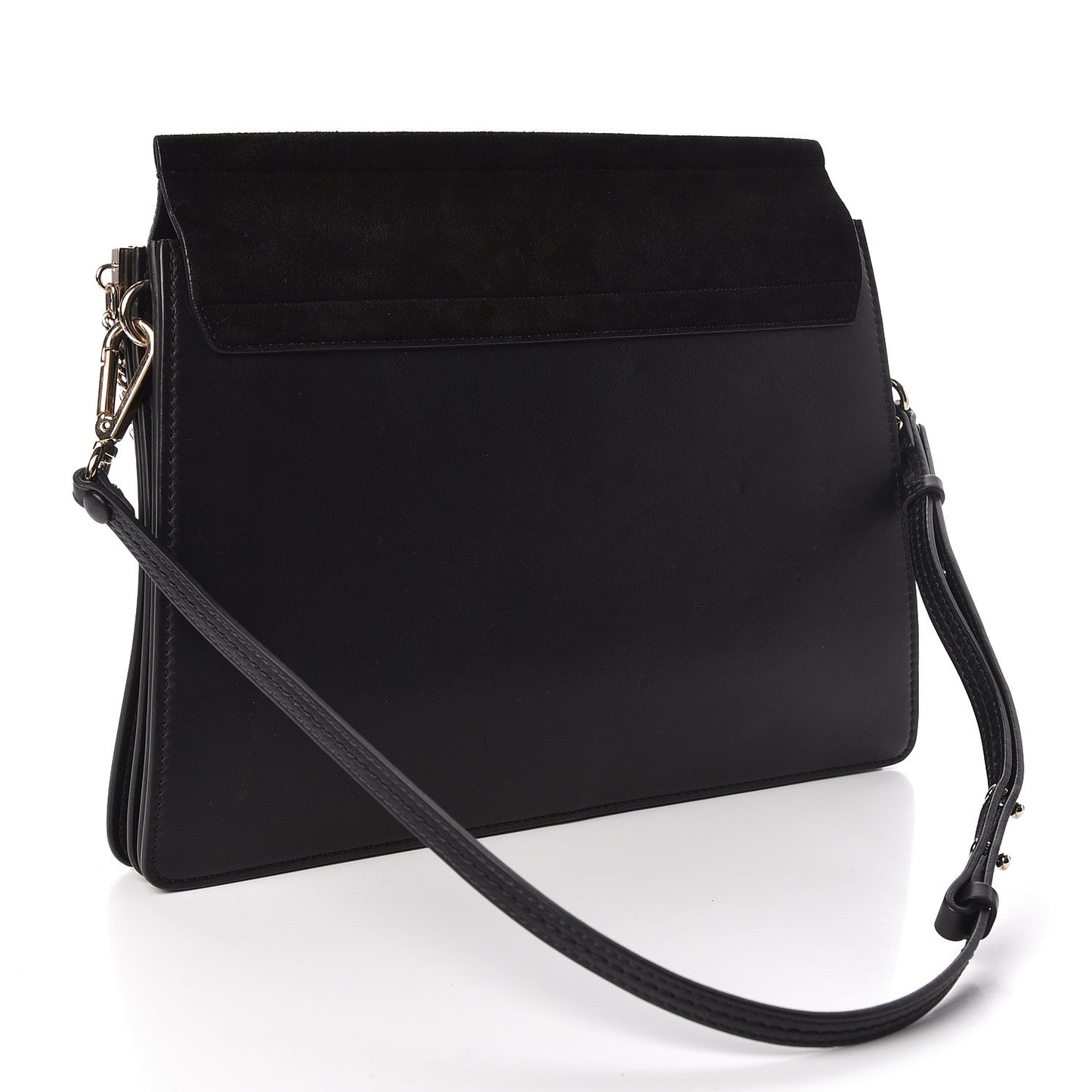 Suede Calfskin Medium Faye Shoulder Bag Black