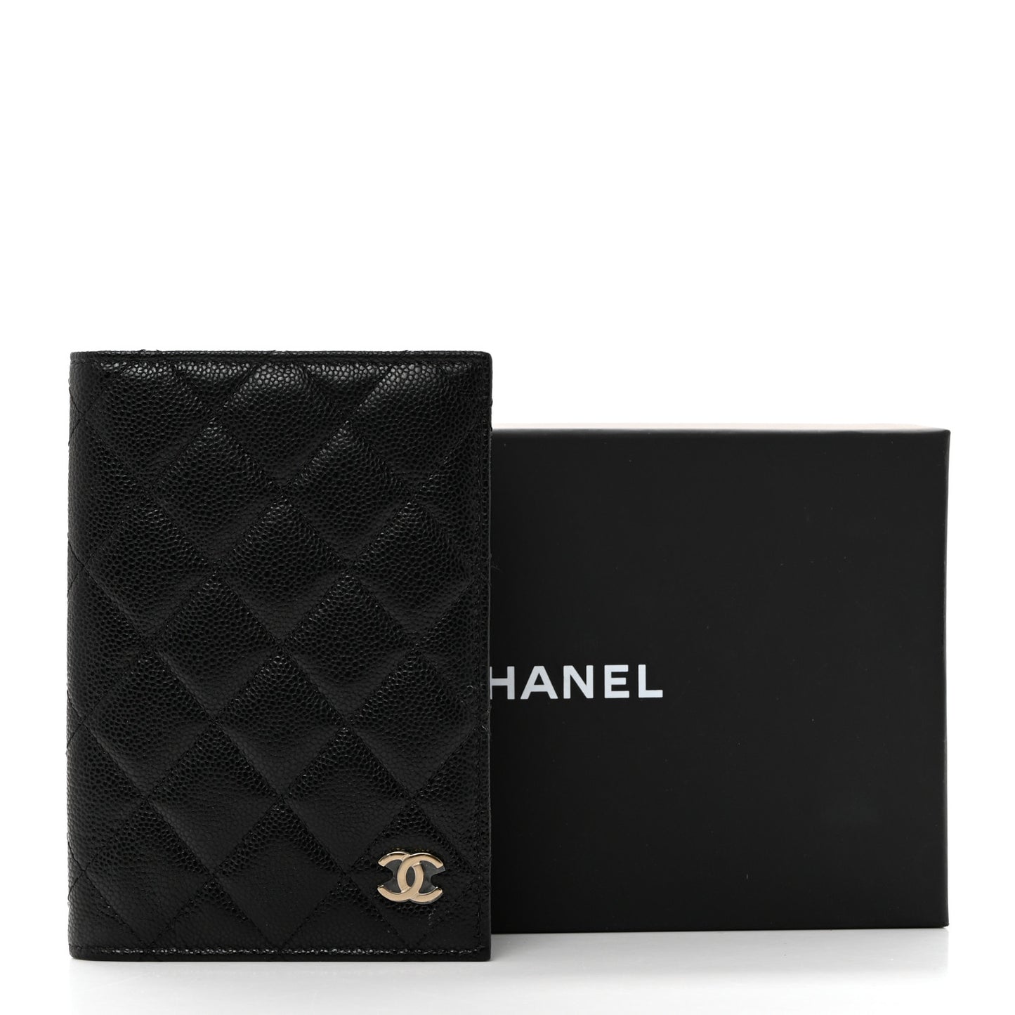 Caviar Quilted Passport Holder Black