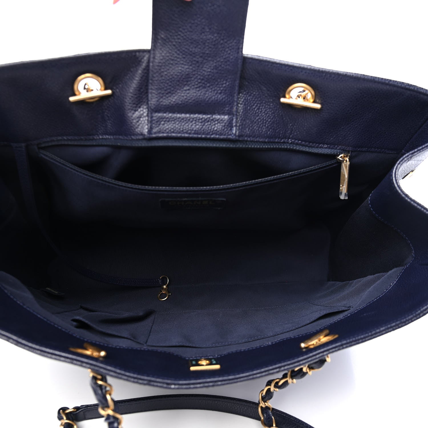 Chanel Caviar Quilted Large CC Shopping Tote Navy 5 of 10