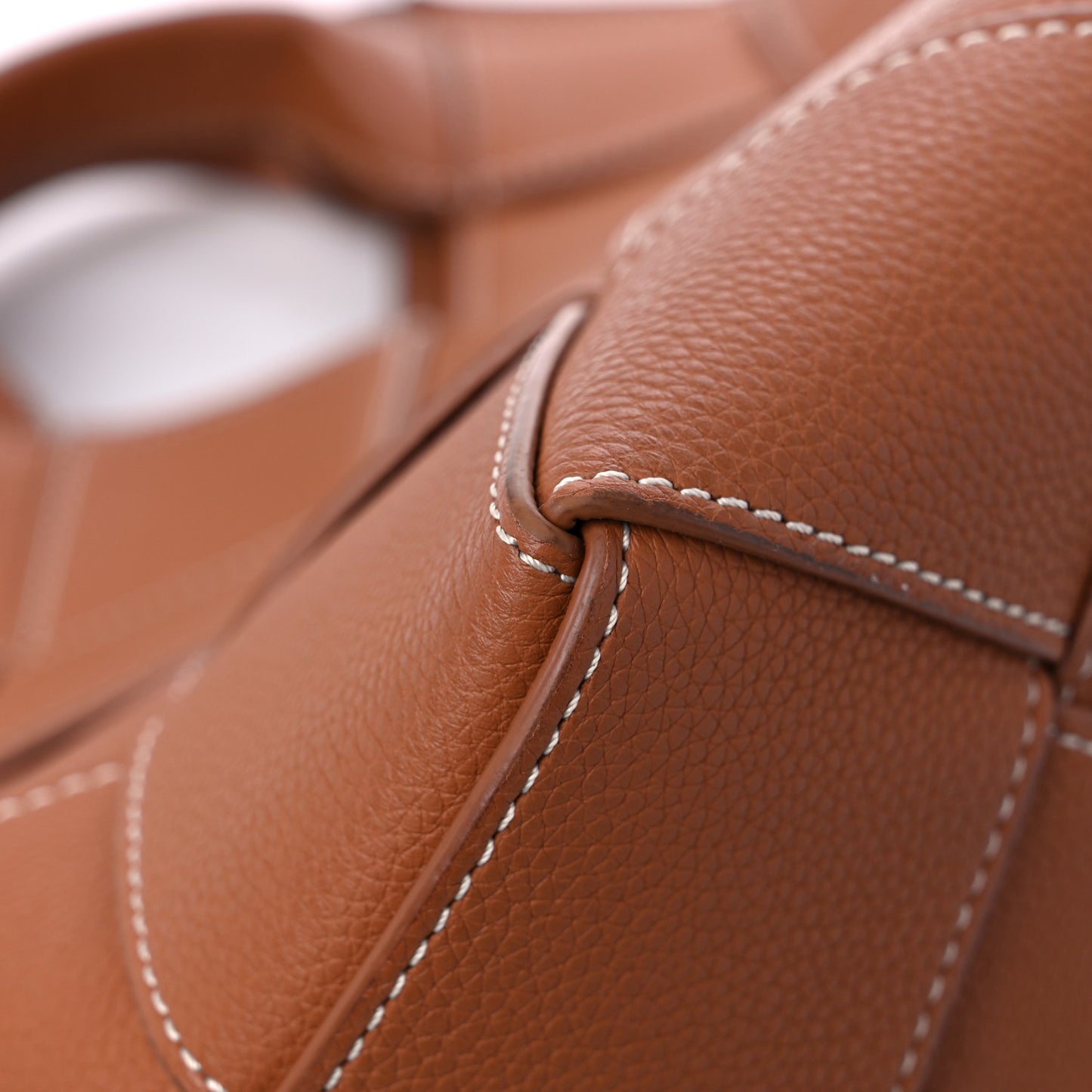 Soft Grained Calfskin Woven Basket Bag Tan