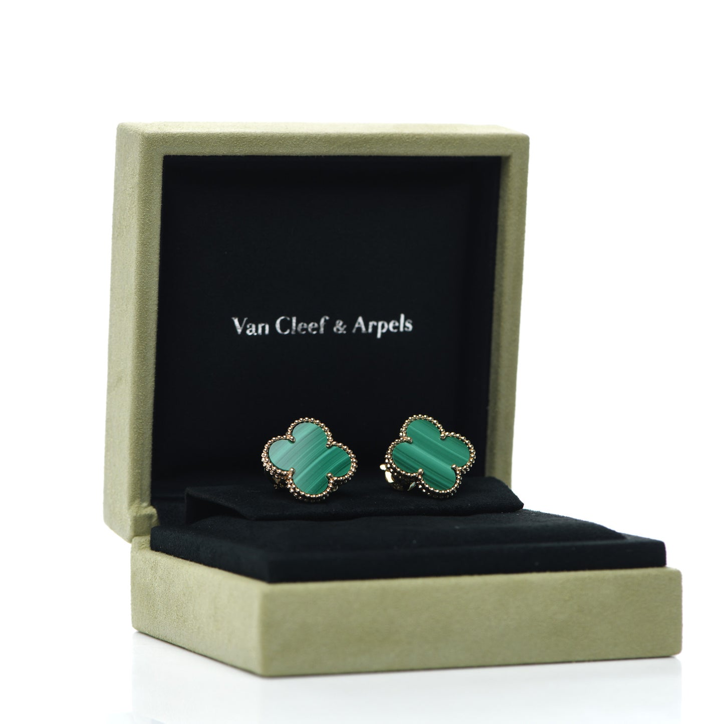 18K Yellow Gold Malachite Magic Alhambra Earrings