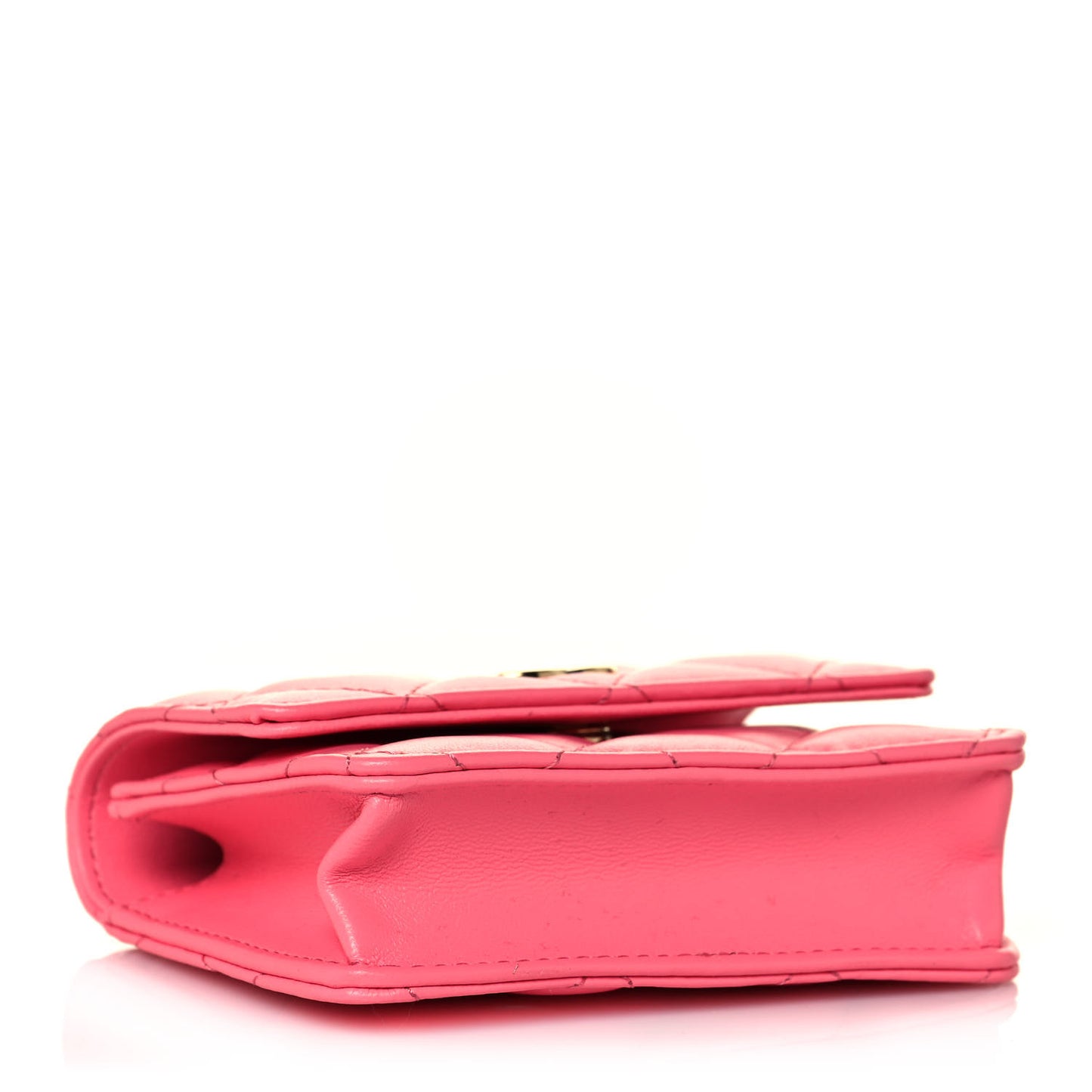 Lambskin Quilted CC Hook Card Holder Pink