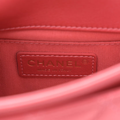 Chanel Metallic Calfskin Quilted Top Handle Flap Dark Pink 6 of 11