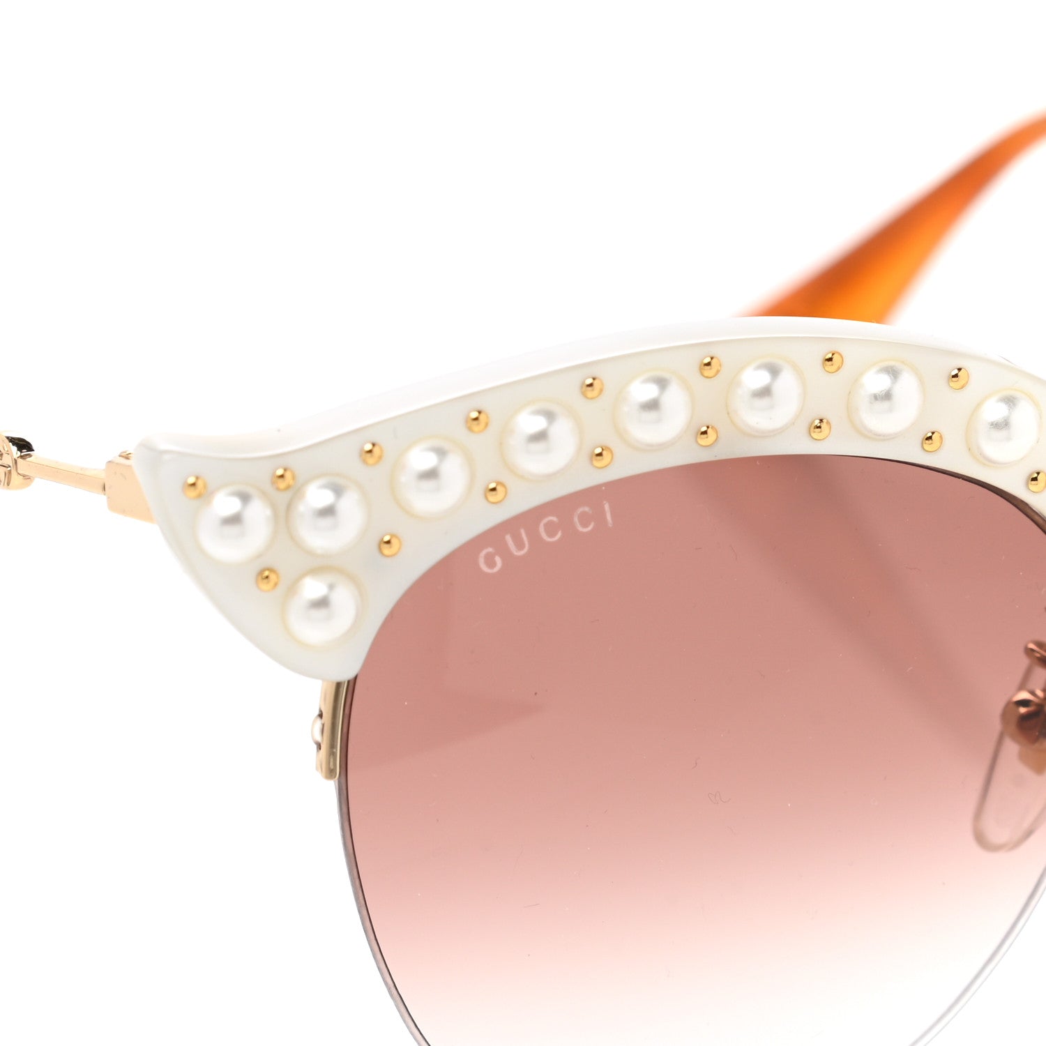 Gucci Pearl Cat Eye Sunglasses GG0212S White 4 of 6