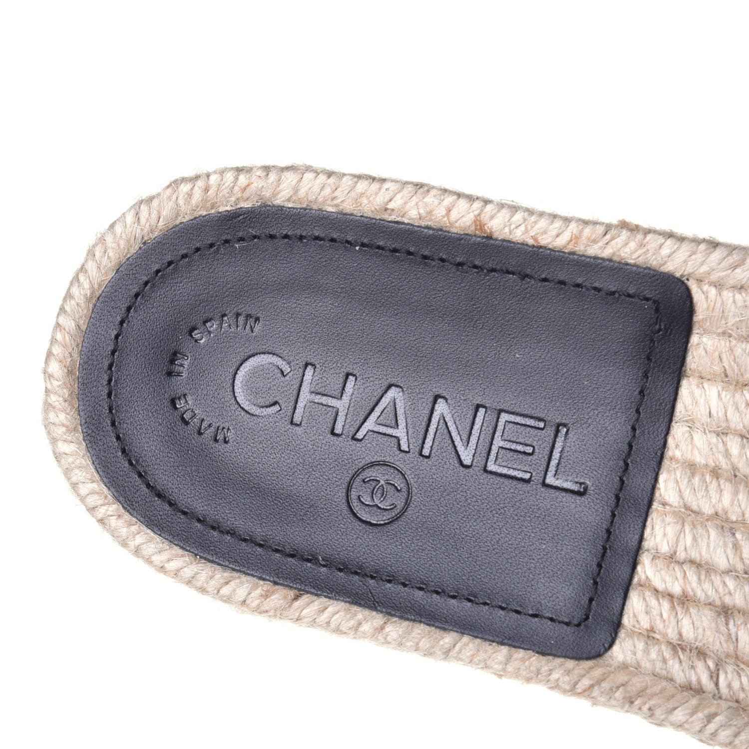 Chanel Patent Calfskin Crystal CC Espadrille Slip On Sandals 39 Black 7 of 9