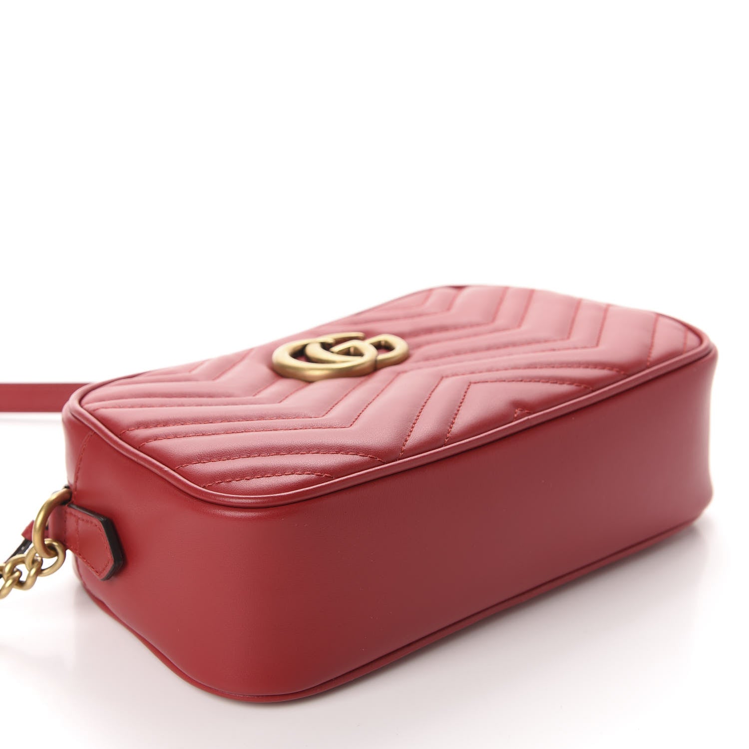 Gucci Calfskin Matelasse Small GG Marmont Chain Shoulder Bag Hibiscus Red 4 of 11