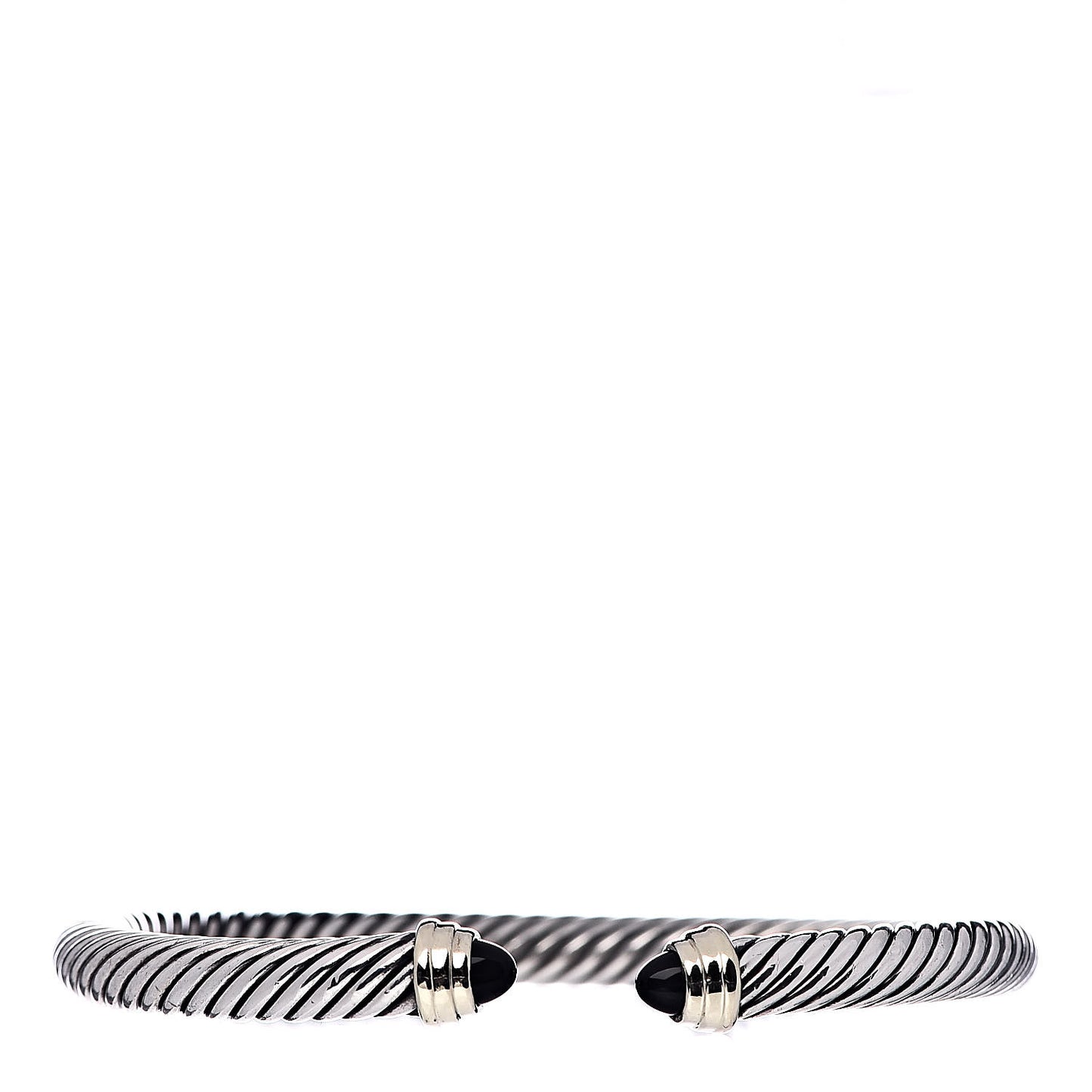 Sterling Silver 14K Yellow Gold Black Onyx 5mm Cable Classics Petite Color Bracelet