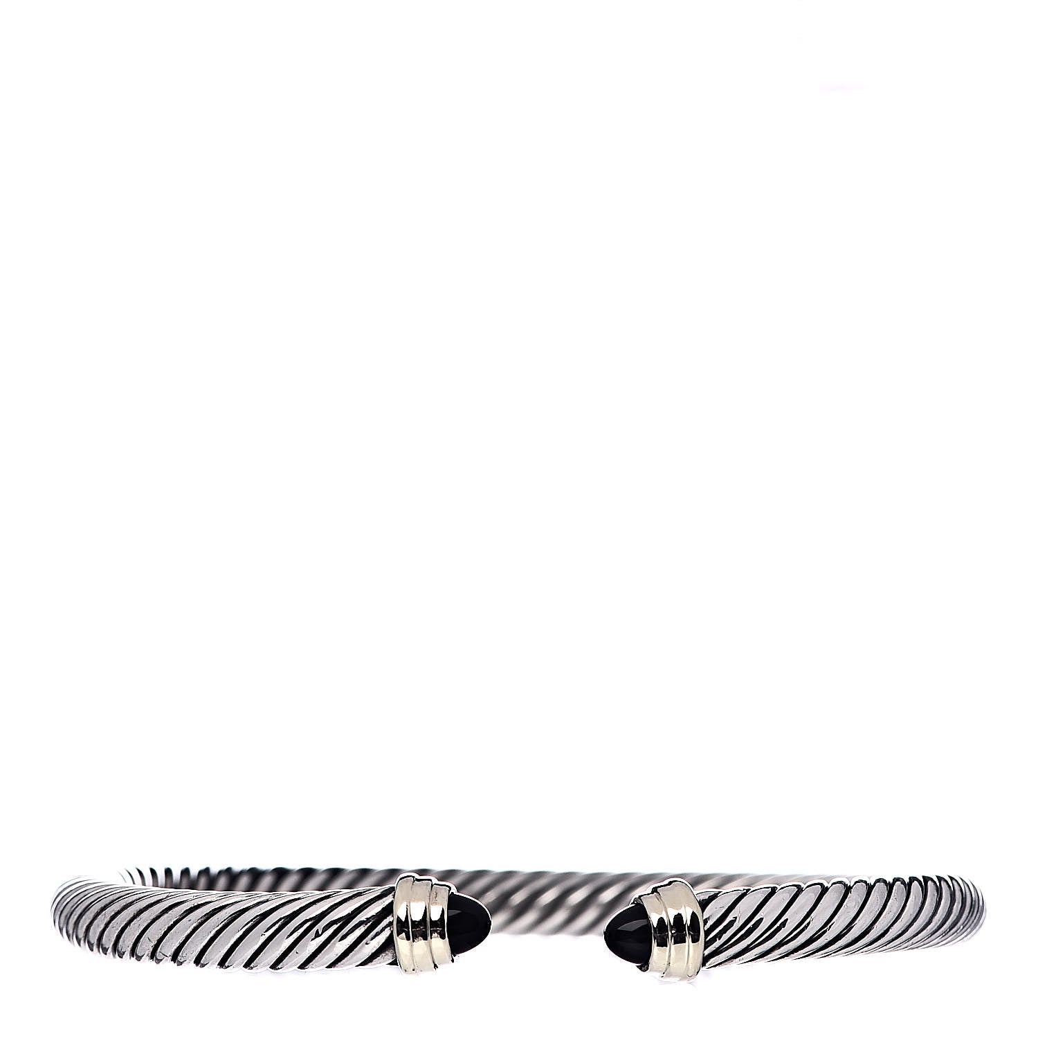 David Yurman Sterling Silver 14K Yellow Gold Black Onyx 5mm Cable Classics Petite Color Bracelet 1 of 4