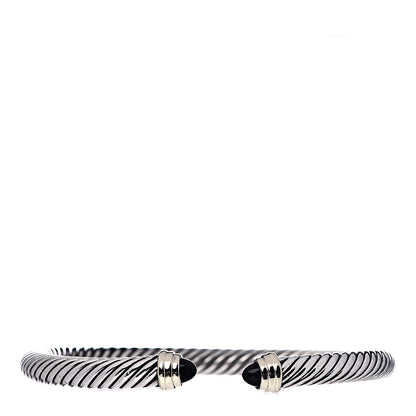 David Yurman Sterling Silver 14K Yellow Gold Black Onyx 5mm Cable Classics Petite Color Bracelet 1 of 4