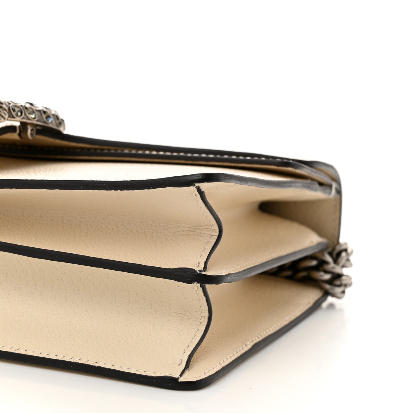 Textured Calfskin Crystal Small Dionysus Shoulder Bag Mystic White