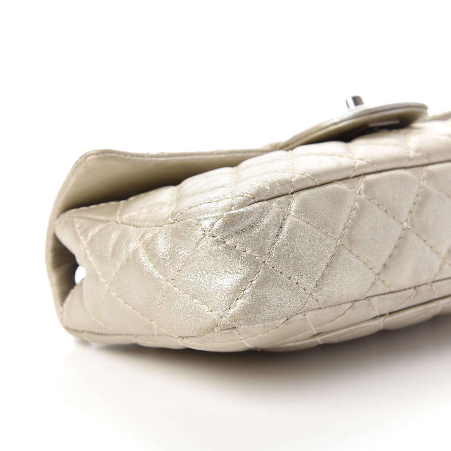 Chanel Metallic Lambskin Quilted East West Flap Silver 6 of 10