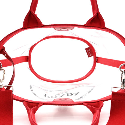 Prada Plexiglass Calfskin Small Shopper Tote Rosso 6 of 18