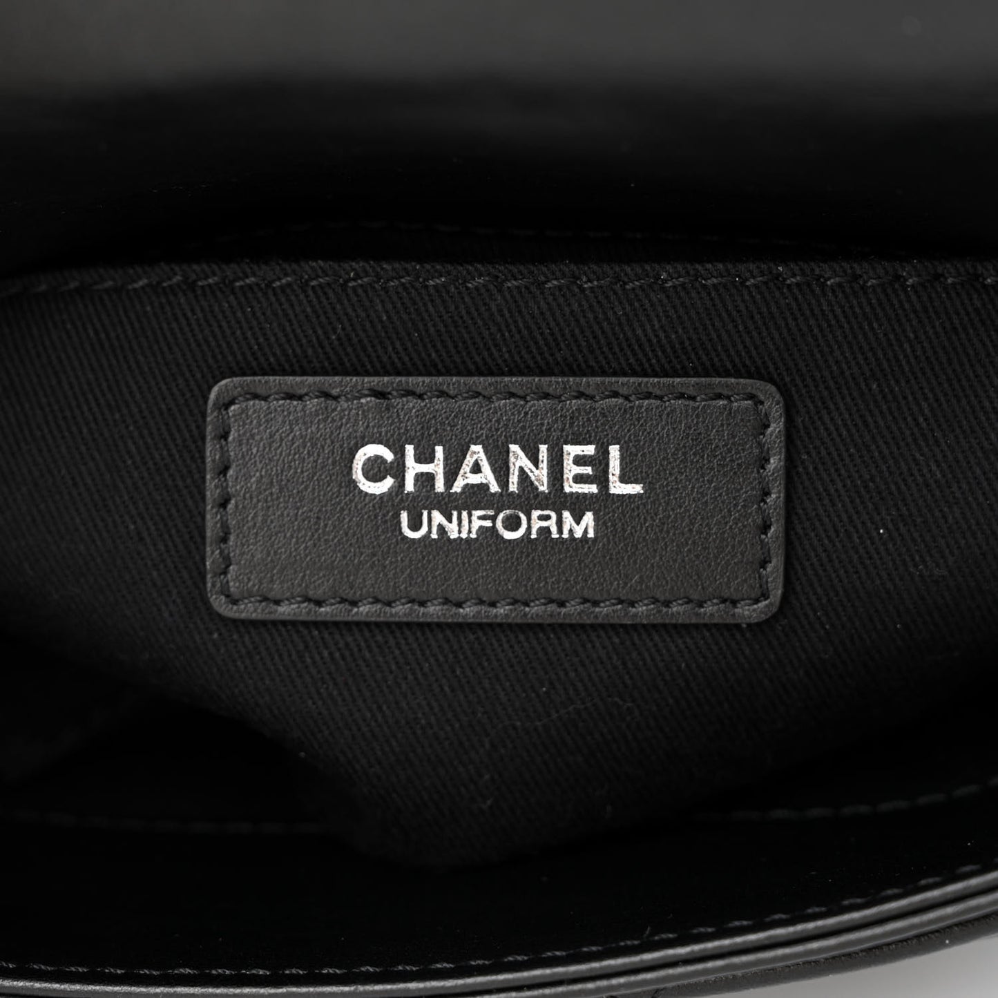 Calfskin Quilted CC Uniform Flap Belt Bag Black